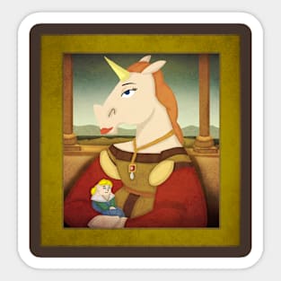 Young Unicorn with Girl Sticker